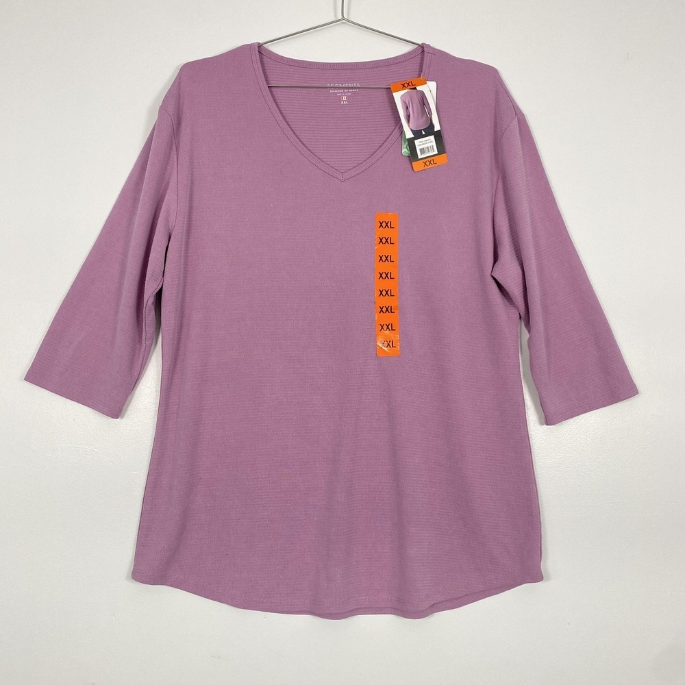 NWT SEG'MENTS Shirt Womens XXL Pink Cashmere Rose 3/4 Sleeve V Neck Tunic Tencel